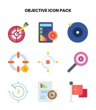 Objective Flat Scalable Icons Pack Stock Illustration