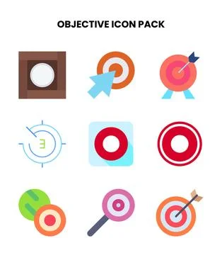 Objective Flat Set Icons Pack Stockillustratie