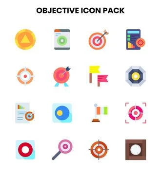 Objective Flat Vector Icons Pack Stockillustratie
