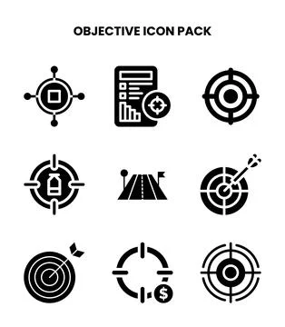 Objective Glyph Collection Icons Pack Stock Illustration