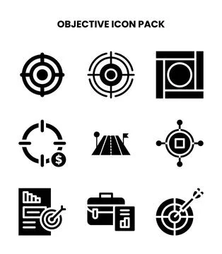 Objective Glyph Design Icons Pack Stock Illustration