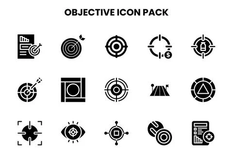 Objective Glyph Vector Icons Pack Stockillustratie