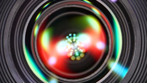 Objective lenses close-up on a black background.Turntable rotation Vídeo Stock 244937754