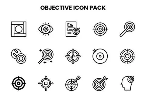 Objective Line Collection Icons Pack Stockillustratie