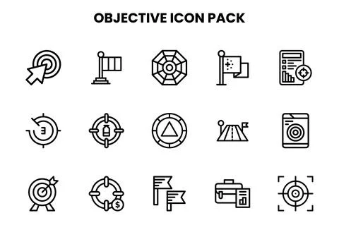 Objective Line Graphics Icons Pack Stockillustratie