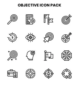 Objective Line Graphics Icons Pack Stock Illustration