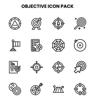 Objective Line Icons Pack Stock Illustration