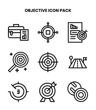 Objective Line Scalable Icons Pack 스톡 일러스트