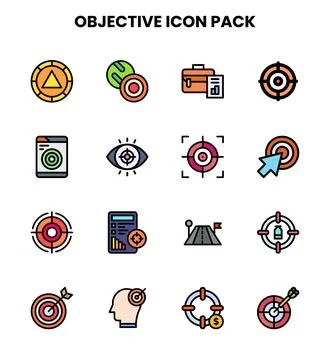 Objective Lineal Color Graphics Icons Pack Stock Illustration