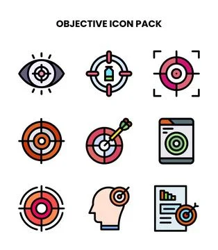 Objective Lineal Color Graphics Icons Pack Stock Illustration
