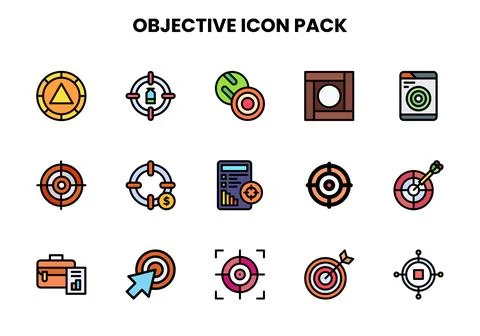 Objective Lineal Color Vector Icons Pack Stock Illustration