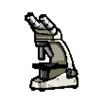 Objective microscope pixel art vector illustration Illustrazione stock