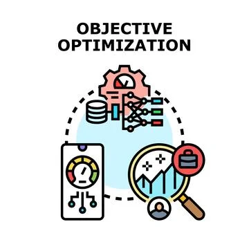Objective optimization process analyzing business data for success Stock Illustration