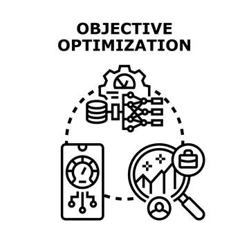 Objective optimization process analyzing business data for success Stock Illustration