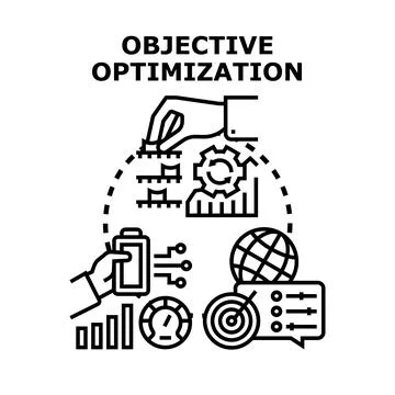 Objective optimization process controlling performance and target Stock Illustration