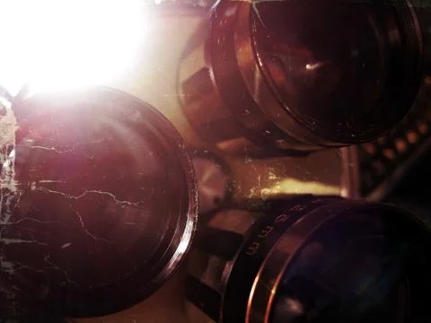 Objective in the spotlight Stock Photos