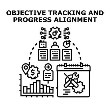 Objective tracking and progress alignment concept illustration Stock Illustration