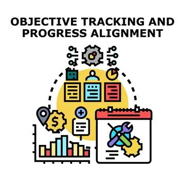 Objective tracking and progress alignment concept illustration Stock Illustration