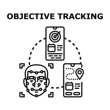 Objective tracking system using facial recognition and smart applications Stock Illustration