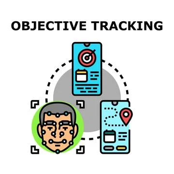 Objective tracking system using facial recognition and smart applications Stock Illustration