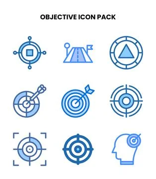 Objective Two Colour Bundle Icons Pack 库存插图