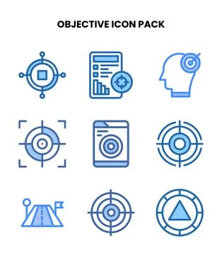 Objective Two Colour Bundle Icons Pack Stock Illustration