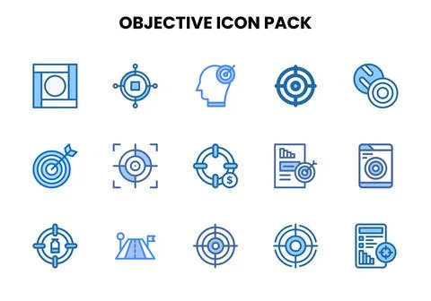 Objective Two Colour Collection Icons Pack Stock Illustration