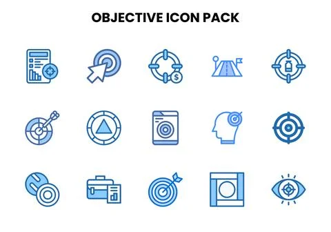 Objective Two Colour Graphics Icons Pack Stock Illustration