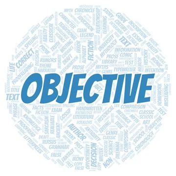 Objective typography word cloud create with the text only 스톡 일러스트