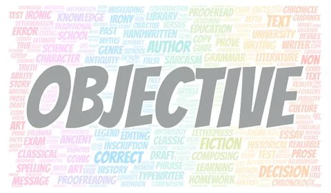 Objective typography word cloud create with the text only Stock Illustration