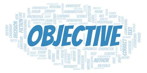 Objective typography word cloud create with the text only Stock Illustration