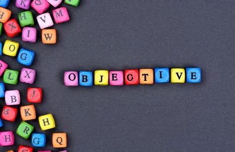 Objective word on black background Foto stock