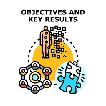 Objectives and key results achieving business goals Stock Illustration
