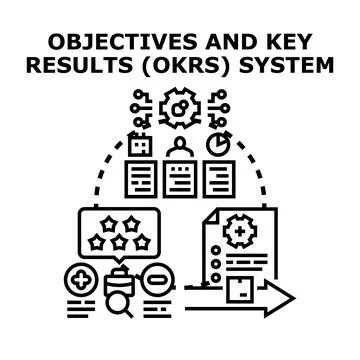 Objectives and key results okrs system measuring success Stock Illustration
