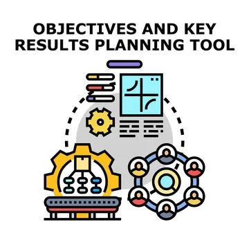 Objectives and key results planning tool concept Stock Illustration