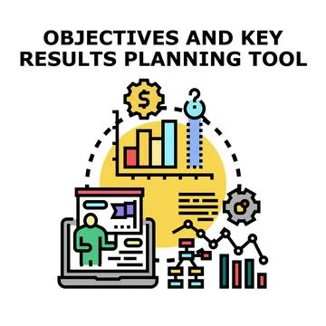 Objectives and key results planning tool concept Stock Illustration