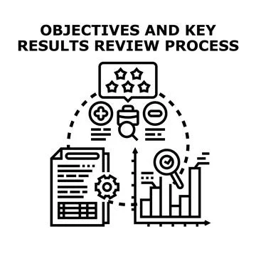 Objectives and key results strategy review process Stock Illustration