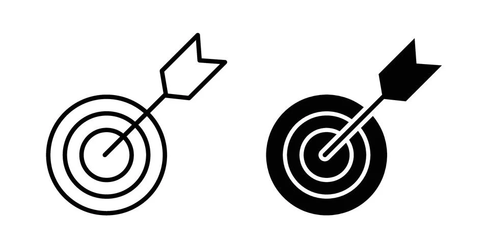 Objectives icon black vector isolated on white Stock Illustration