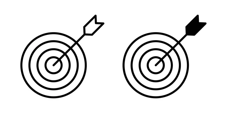 Objectives icon solid, line, and editable vector set. 库存插图