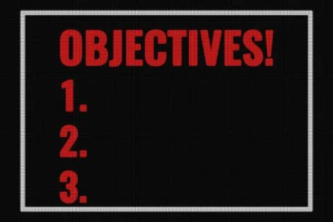 Objectives text on dark screen Stock Photos