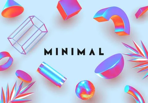 Objects 3d shape vector minimal poster. 库存插图