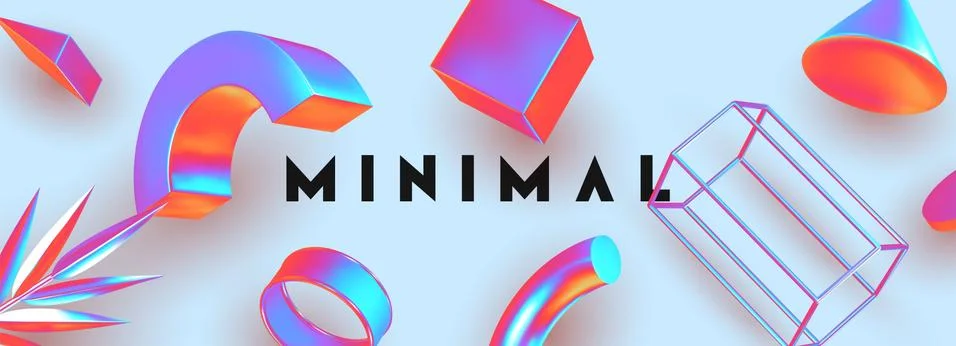 Objects 3d shape vector minimal poster. Stock Illustration