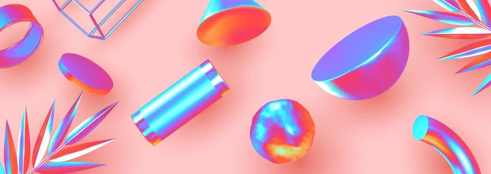 Objects 3d shape vector minimal poster. Stock Illustration