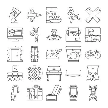 Objects and concepts collection creating a diverse set Illustrazione stock