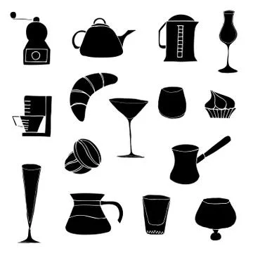 Objects and foods Illustrazione stock