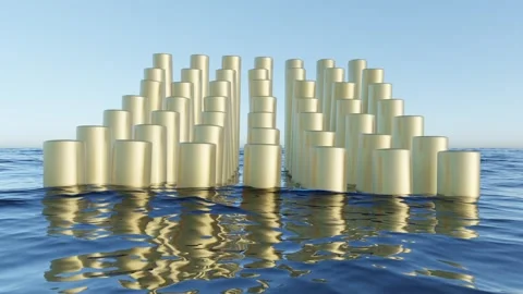 Objects are swaying on the water Stock Footage 342503003