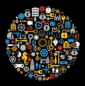 Objects on a black イラスト素材