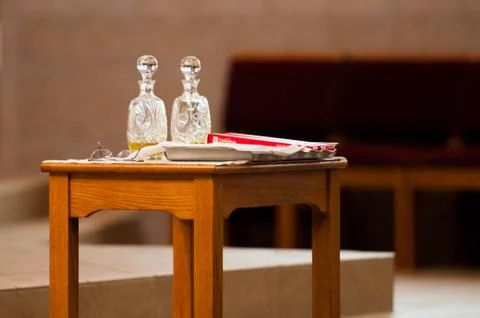 Objects for a Catholic Baptism Ritual Stock Photos