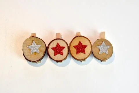 Objects for Christmas decorations in wood  스톡 사진
