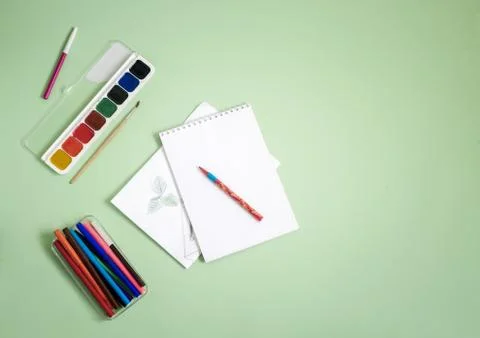 Objects for drawing. The view from the top Stock Photos